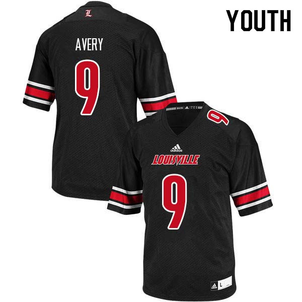 Youth Louisville Cardinals #9 C.J. Avery College Football Jerseys Sale-Black - Click Image to Close